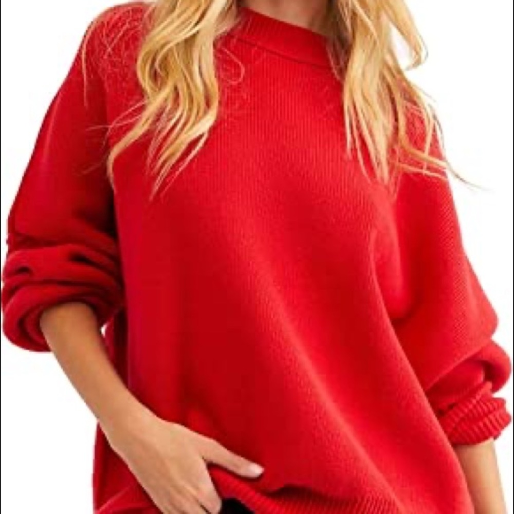 Free people easy street tunic red  - medium